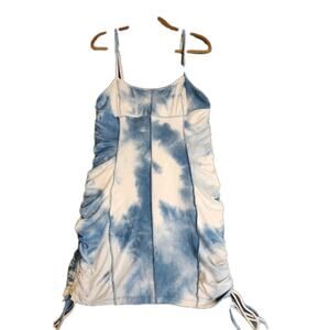 Princess Polly Milan Mini Bodycon Dress Blue White Tie Dyed Stretch Sz US 12 NWT